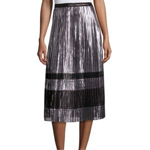 Brand New Kendall & Kylie for Neiman Marcus Silver Silk Pleated Skirt -Size XS